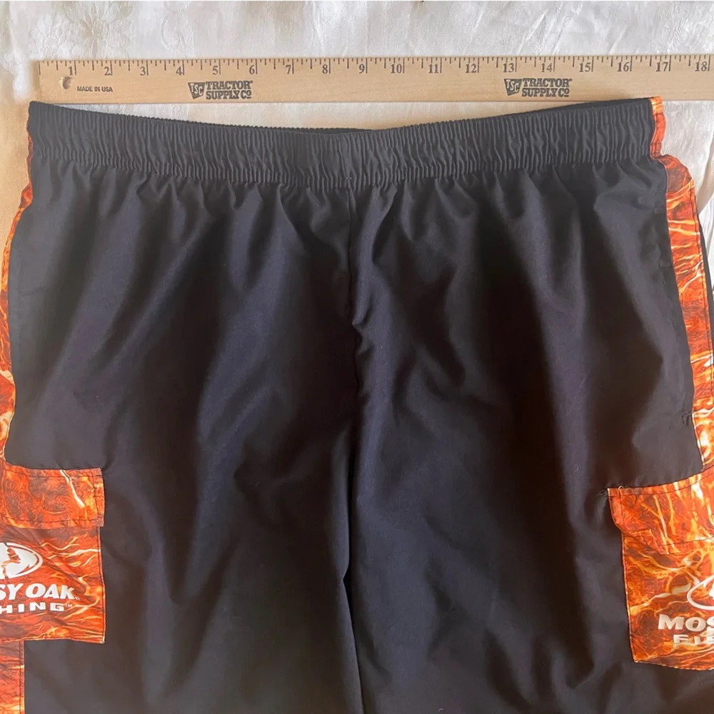 Mossy Oak Fishing Swim Trunks Men’s Large Black Orange Camo Summer Boating Lake